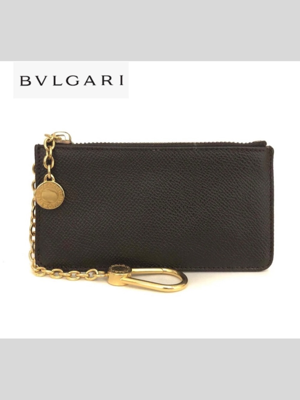 BVLGARI Brown Leather Coin Case and Key Pouch